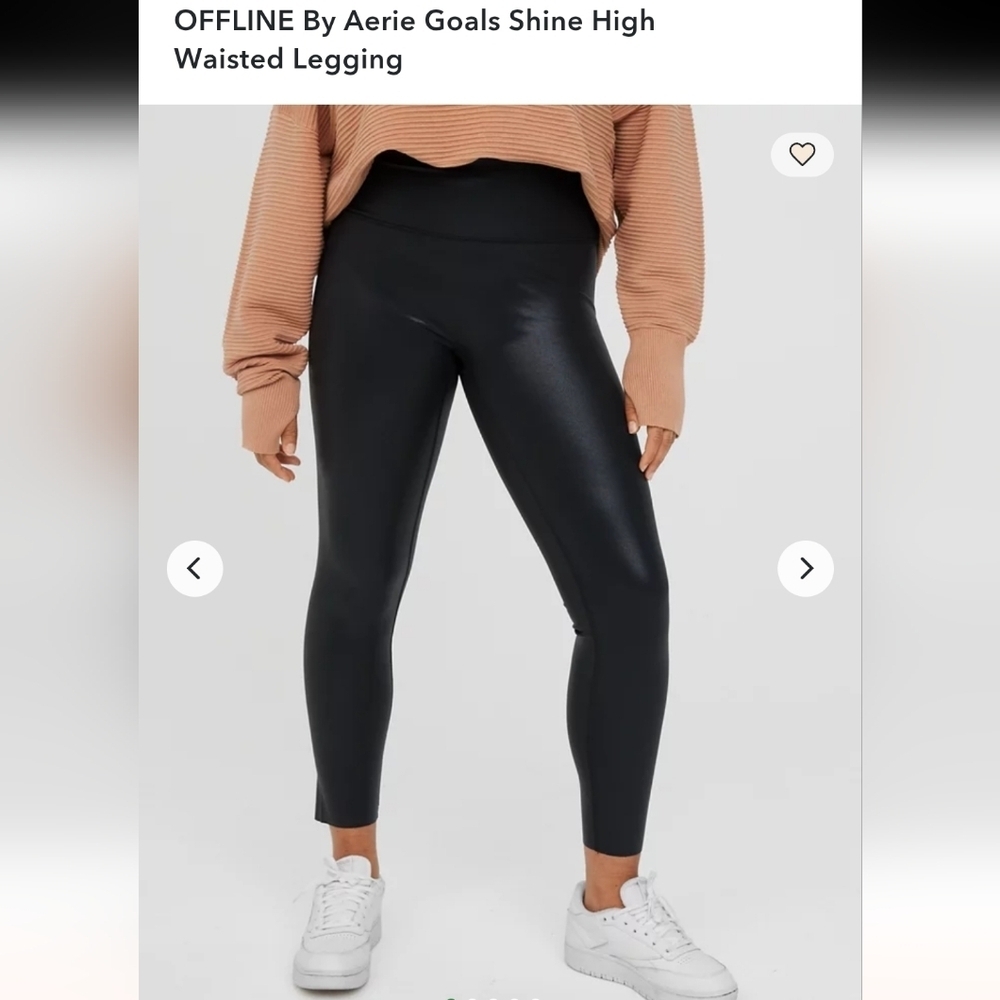 OFFLINE By Aerie Goals Shine High Waisted Legging In True Black Size XL
